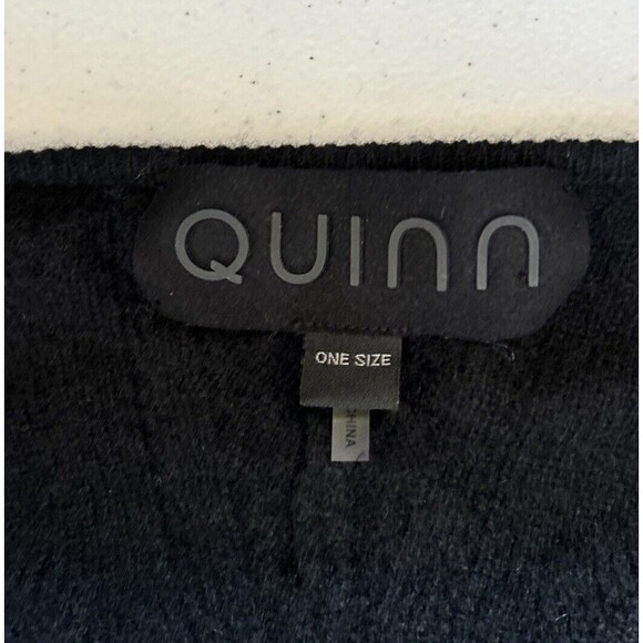 Quinn Women’s One Size V-Neck 100% Cashmere Black Sweater Boho Goth Flaws - Picture 5 of 9